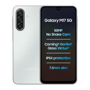 Samsung Galaxy M17 5G (Moonlight Silver, 8GB RAM, 128GB Storage)| 50MP OIS Triple Camera| Gorilla Glass Victus| IP54 Rating| 6 Gen of OS Upgrades| AI| Circle to Search| Gemini Live| Without Charger