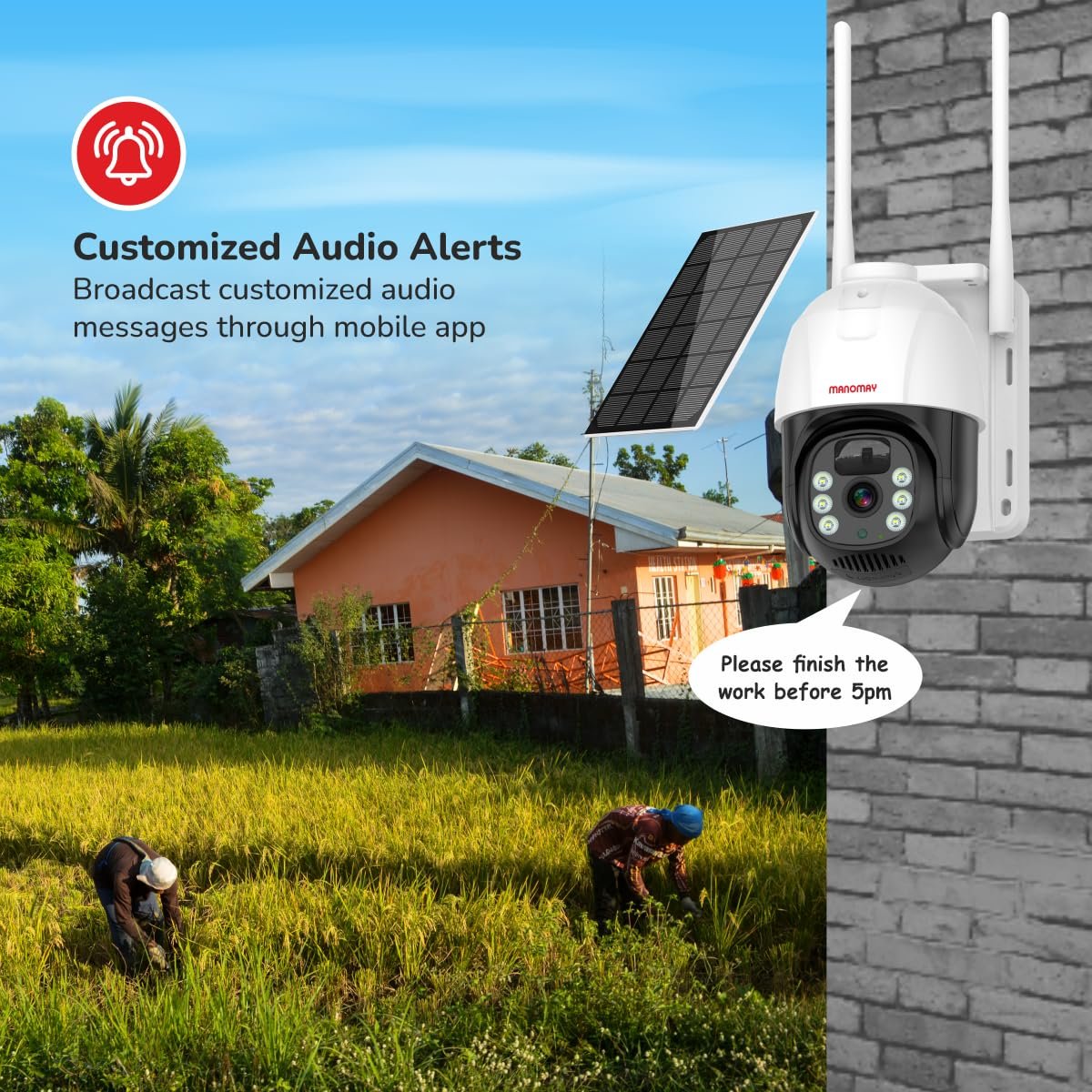 MANOMAY 4G Sim 4Mp Solar Powered CCTV Outdoor Security Camera with Solar Panel Built-in Battery | Surveillance for Agriculture | Remote Area | Construction Site | Garden (4MP 4G Solar Pan Tilt) - Image 2