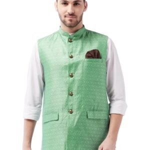 VASTRAMAY Men’s Silk Blend Nehru Jackets