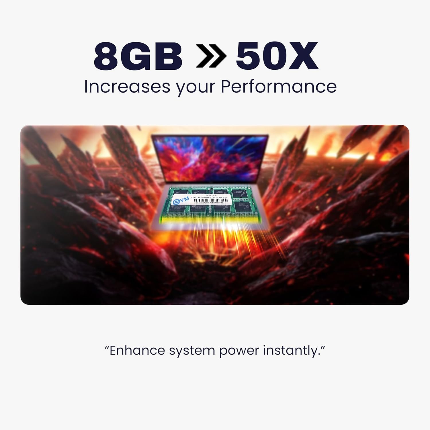 EVM 8GB DDR3 Laptop RAM 1600MHz So-DIMM Memory - High-Speed Performance, Low Voltage Requirement - 10 Year Warranty (EVMT8G1600S86P) - Image 3