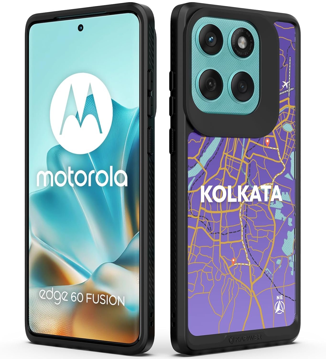 KAPAVER Impulse Back Cover Case Compatible for Motorola Edge 60 Fusion (PC + TPU) (GPS Kolkata), Multicolour