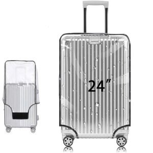 Transparent Protective Cover for Hard Luggage Trolley Bags – PVC Fabric Waterproof Clear Suitcase Protector – Travel Dustproof Luggage Sleeve (24inch) 60 CM