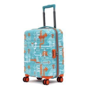 uppercase JFK (Small) 56cms | Hardsided Cabin Trolley Bag for Travel |Eco Polycarbonate Printed Luggage |Combination Lock|8 Spinner Wheel Trolley Bag |Suitcase for Men & Women |(Teal Blue)