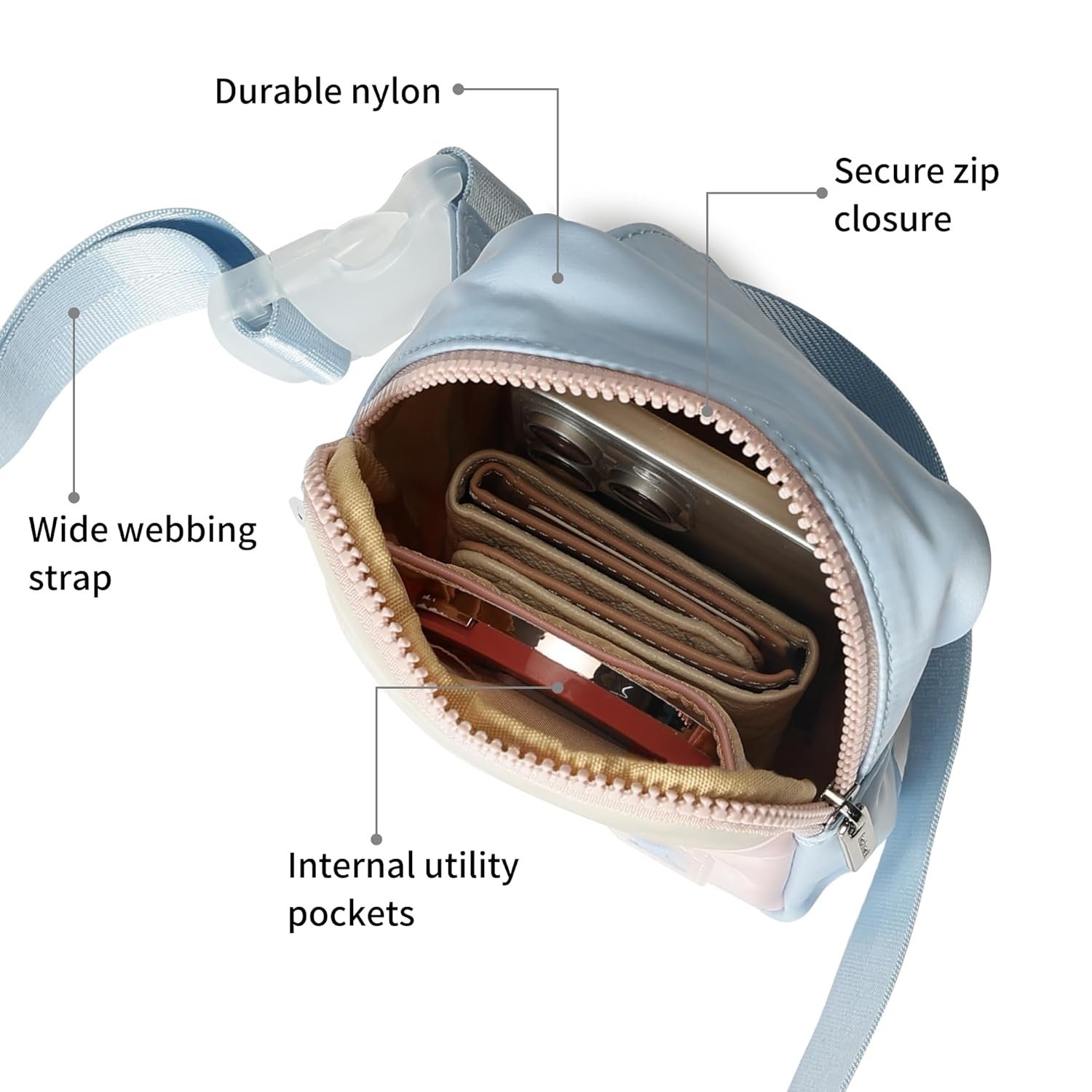 Fastrack Fanny Pack Bag for Men and Women | Lightweight Nylon Crossbody with Adjustable Strap, Zippered Main Compartment and Quick-Access Pocket | Versatile Everyday Bag for Travel, Campus and Errands - Image 3
