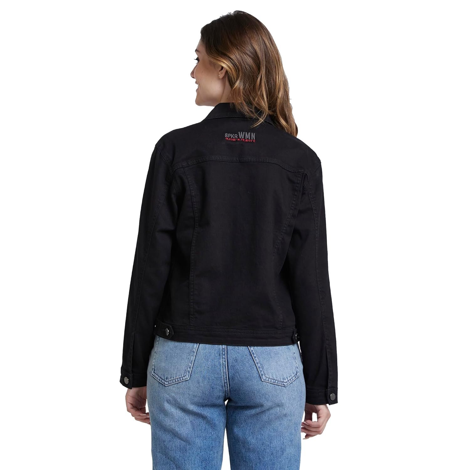 Spykar Women Black Regular Fit Classic Collar Denim Jacket - Image 3