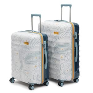 uppercase Topo Set of 2 (Medium+Large) Hardsided Trolley Bag 8 Wheel Sustainable Double Spinner Luggage with TSA Lock & Anti-Theft Zippers Unisex 2000 Days Warranty Dual Tone (White & Blue), 75.5 cm