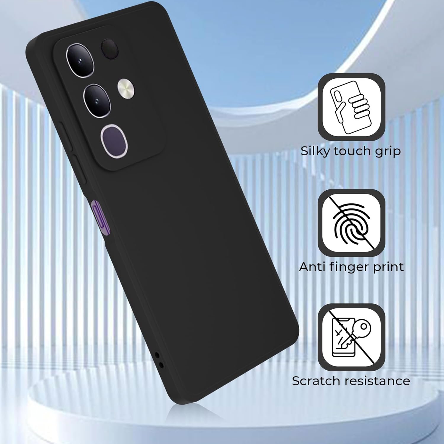 A rtistque Back Cover Case for Vivo T4x 5G / iQoo Z10x 5G with Camera Protection | Shockproof TPU | Stylish Protective Design | Slim Fit | Ultra Matte | Vivo T4x 5G / iQoo Z10x Back Cover - Black - Image 4