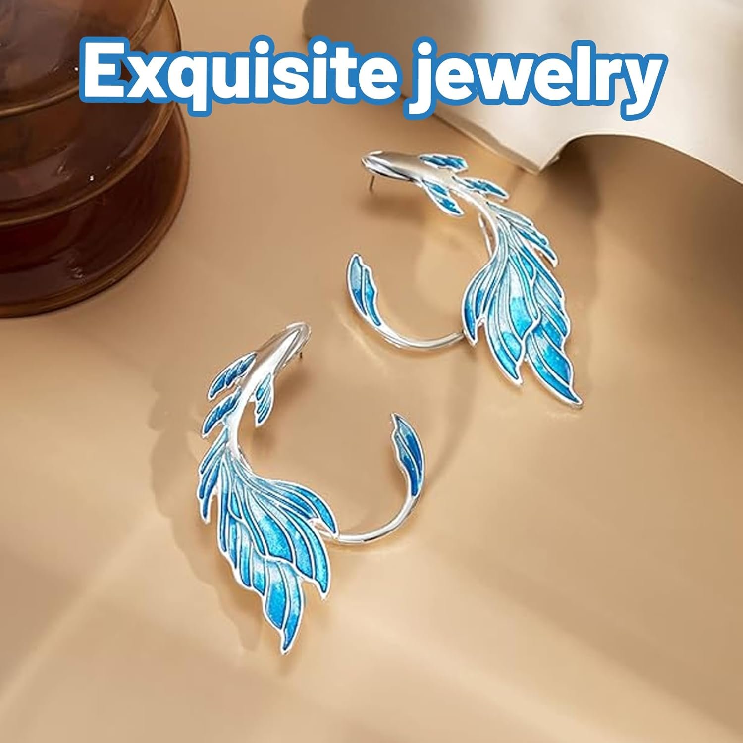 Ear Cuffs Without Piercing, Ear Cuffs Without Piercing, Blue Croissant Cuff Earrings for Men and Women, Fashion Ear Cuff for Parties, Unique Clip-On Ear Accessories - Image 4