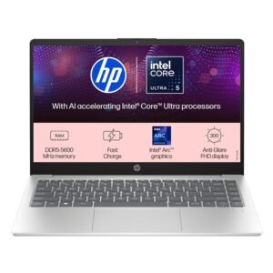 HP 15, Intel Core Ultra 5 125H AI Laptop, 12 Tops (16GB DDR5, 1TB SSD) Anti-Glare, 15.6"/39.6cm, FHD, Windows 11, Silver, 1.65kg, Intel Arc Graphics, FHD Camera, Backlit KB, fd1197TU