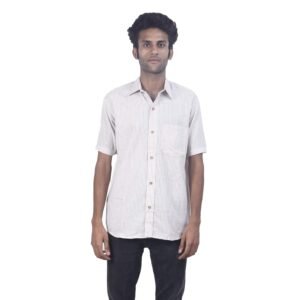 Tribes India Handmade Mens’ Cotton White Full Length Shirt (1STXMENMP01599-0)