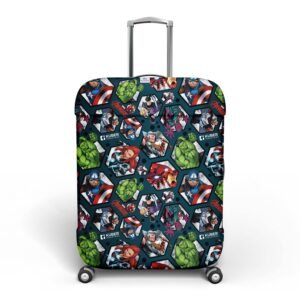 Heart Home Marvel Avengers Luggage Cover|Polyester Travel Suitcase Cover|Washable|Stretchable Suitcase Protector|22-26 Inch|Medium (Blue)