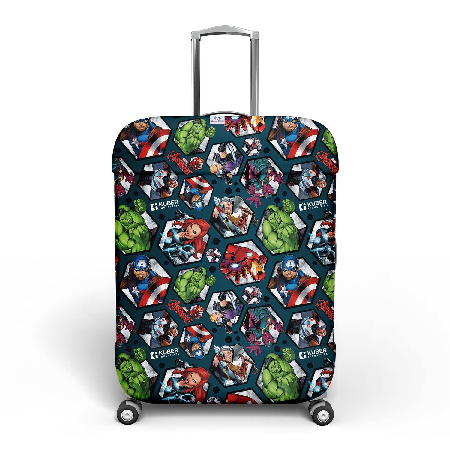 Heart Home Marvel Avengers Luggage Cover|Polyester Travel Suitcase Cover|Washable|Stretchable Suitcase Protector|22-26 Inch|Medium (Blue)
