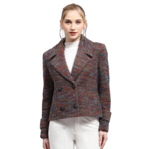 Monte Carlo Womens Self Design Collared Neck Full Sleeve Coat (224067302)