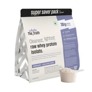 The Whole Truth Whey Protein Isolate Unflavoured |2 kg (4.4 lbs) | 30g Protein per scoop | 7.3g BCAA | No Adulteration | Improved Strength, Faster Recovery & Muscle Building | Vegetarian
