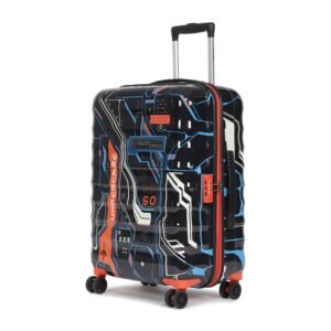 uppercase Cyber Punk (Small) 56Cms|Cabin Inline Trolley Bag for Travel|Polycarbonate Hardshellsided Printed Luggage|Combination Lock|8 Wheel Inline Trolley Bag|Suitcase for Unisex (Black),H-55.5 cms