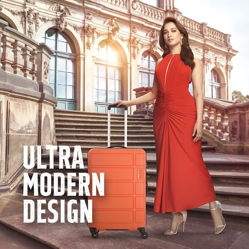 Kamiliant American Tourister Cabin Harrier 56 Cms Small Polypropylene Hard Sided 4 Wheeler Spinner Wheels Carry-On Luggage (Carrot-Orange) - Image 4