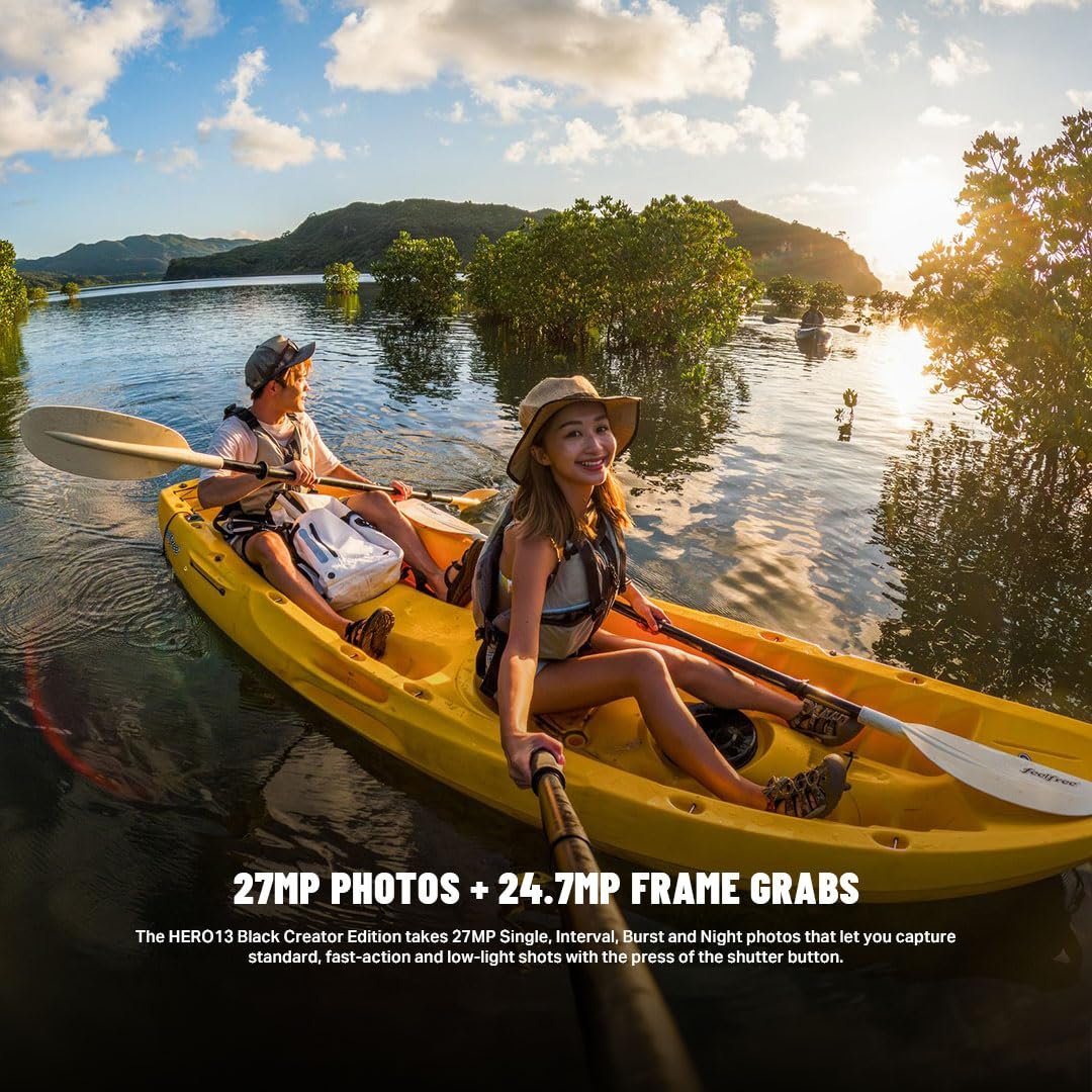 GoPro HERO13 Black Special Bundle Includes - HERO13 Black Camera, Handler, 2-Enduro Batteries, 2-Curved Adhesive Mounts, 64GB MicroSD Card, Hard Carrying Case(1-Yr International+1-Yr India Warranty) - Image 3