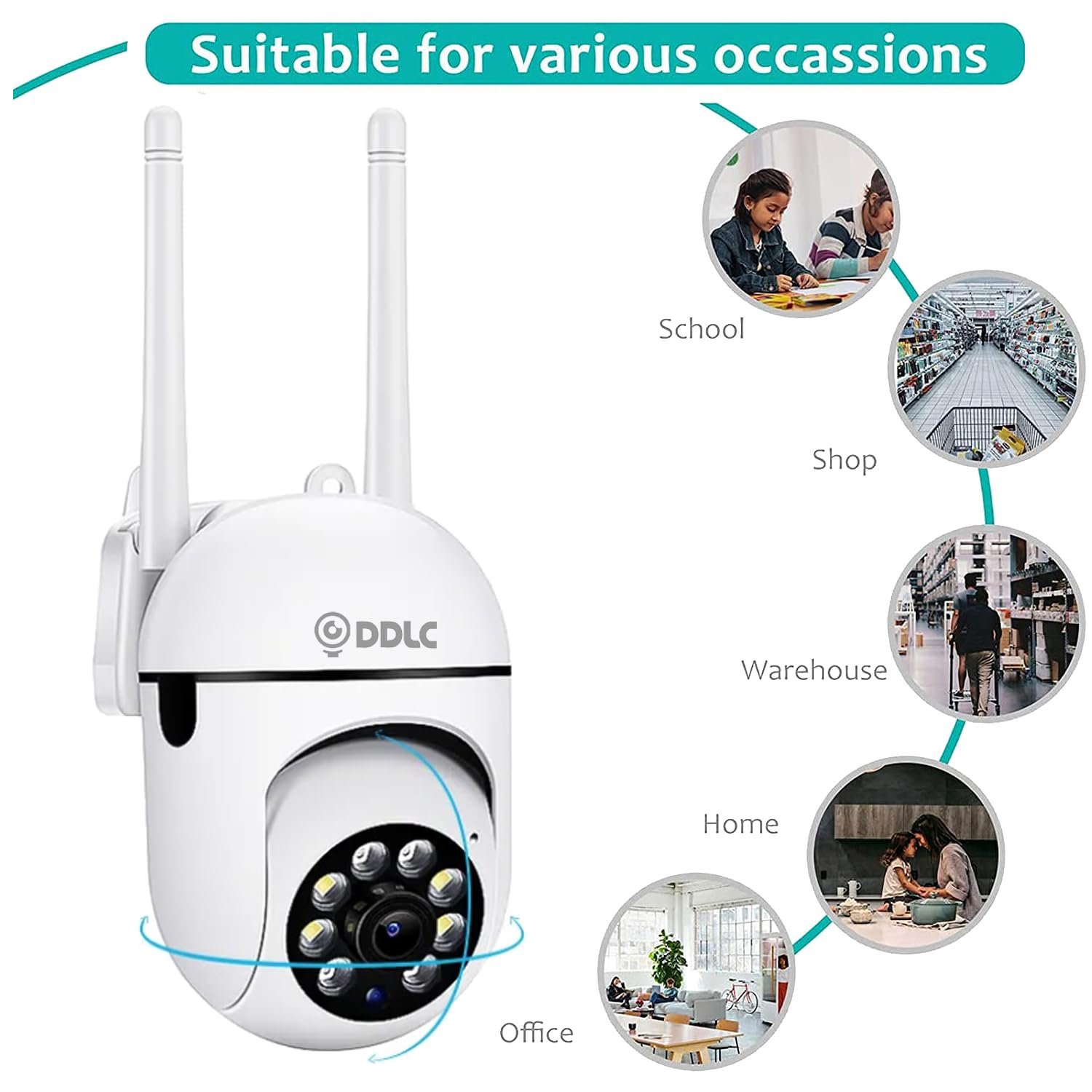 DDLC Indoor Camera Wireless, Security Camera WiFi & 2.4ghz, 1080p Security Cameras Wireless Outdoor/Indoor Full Color Day and Night, Motion Detection, Dome Surveillance Cameras 360° View (Mini ptz) - Image 9