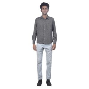 Tribes India Handmade Mens’ Cotton Black Full Length Shirt (1STXMENMP01276-5)