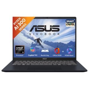 ASUS Vivobook 14, Smartchoice, AMD Ryzen AI 5 330, 16GB RAM, 512GB SSD,FHD+ 14", Win11,Office Home 2024, M365 Basic (1Year), Quiet Blue, 1.46Kg, M1407KA-LY132WS,AMD Radeon iGPU, 50 Tops, Copilot AI PC