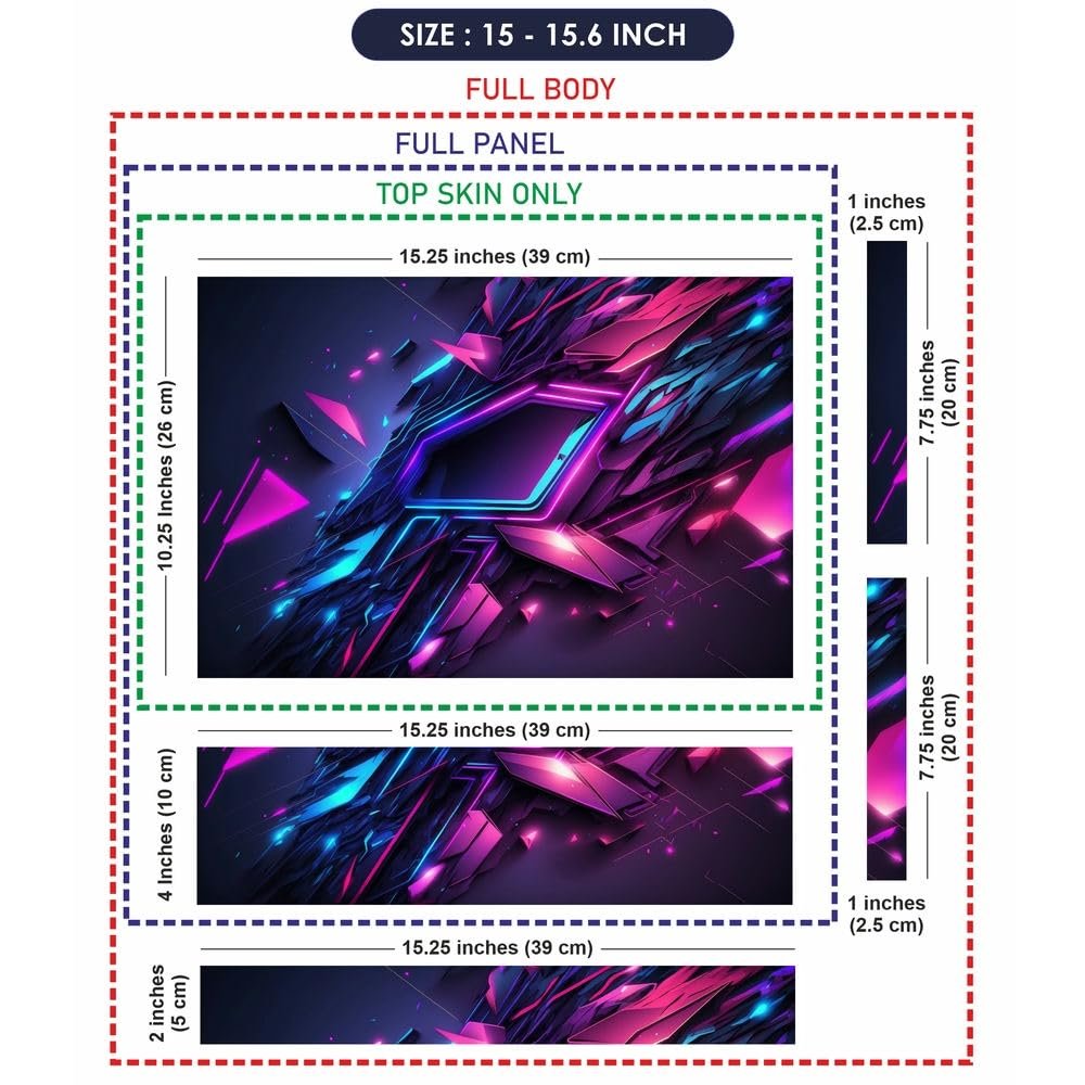 Finearts Full Body Laptop Skin Upto 15.6 inch Sticker Compatible for Dell/HP/Lenovo/Acer/Sony All Laptop Size Upto 14 to 15.6 Inch - Abstract Game Background with Blue Pink Light - Image 5