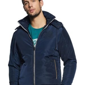 Qube By Fort Collins Men’s Regular Fit Fashionable Bomber Jacket with Detachable Hood – Winter Warm, Insulated, and Stylish Design