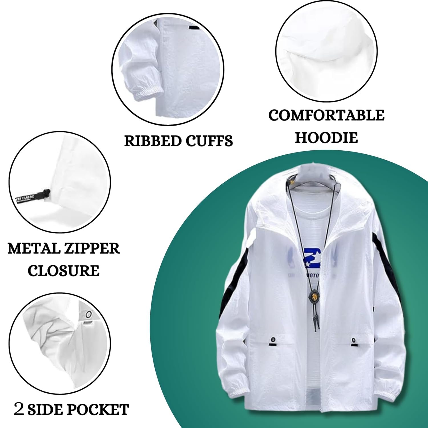 MIA FASHION Lightweight Winter Jacket for Men | Full Sleeve Windbreaker | Ideal for Trekking, Running, Gym Workouts & UV Protection - Image 4