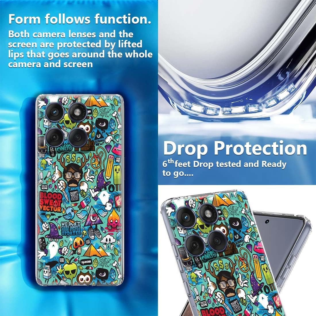 Fashionury Designer Soft Back Cover Case Compatible for Moto Edge 60 Fusion, Printed,Transparent,Flexible, Silicon for Motorola Edge 60 Fusion -D1008 - Image 3