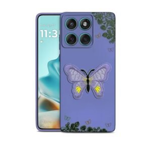 Amazon Brand – Solimo 3D Butterfly Embroidered | Fancy | Flexible | Slim Fit | Soft Back Cover for Motorola Moto Edge 60 Fusion 5G – Purple