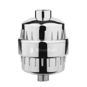 RIVERSOFT SF-15 PRO shower and tap filter for hard water with 15 stage | Water Softener for Bathroom | Hard Water Filter (Pack of 1,Chrome)
