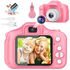 CADDLE & TOES Kids Digital Camera/Selfie Dual Lens/HD Camera/Video Recorder/Games/ 4GB SD Card(Included)/ 2.0 Inch Screen/High Battery Life/Gifts for Kids Girls Boys 4+ 5 6 7 8 (NEON Pink)