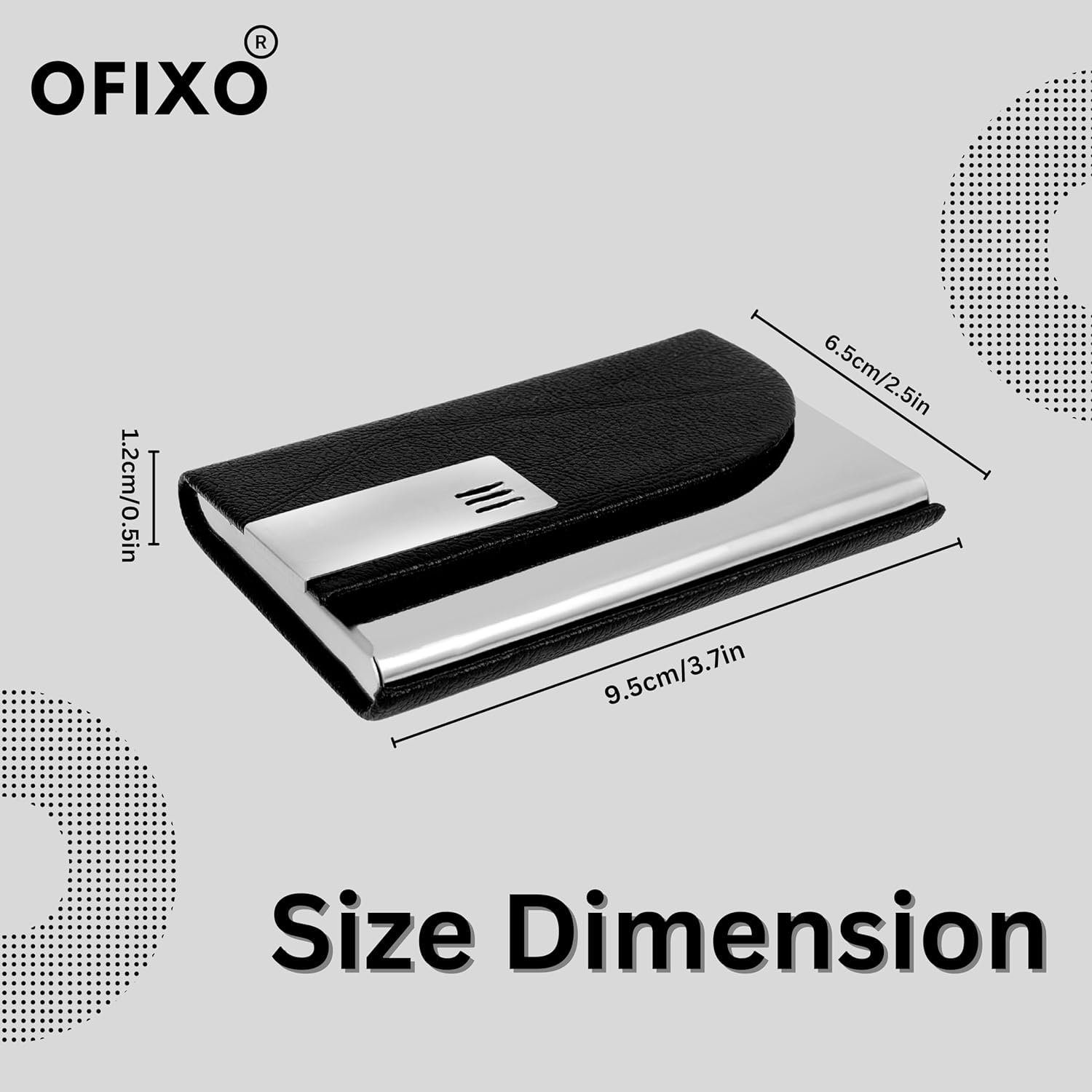 OFIXO Stainless Steel Business Card Case Leather Men Luxury Brand ID Credit Card Visiting Cards Holder Wallet(Silver) - Image 4