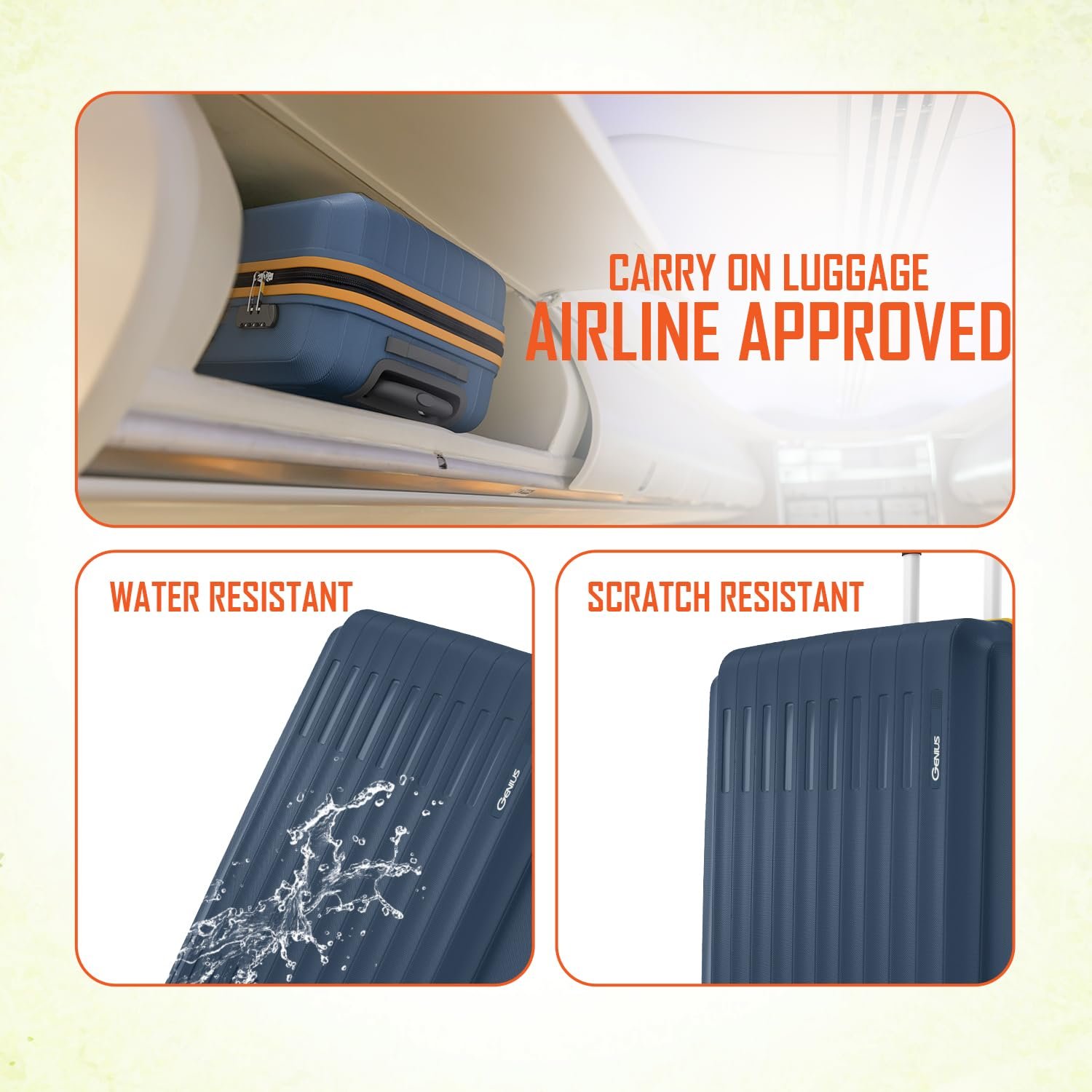 Safari Genius Alley Cabin Trolley Bag, Hard Case Polypropylene, 4 Spinner Wheels, 360 Degree Wheeling Carry on Luggage, Suitcase for Travel, Navy, 55cm - Image 6