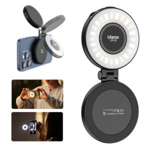 ULANZI Magnetic Selfie Light, LED Fill Light Compatible with Magsafe, LED Selfie Ring Light Included Sticky Ring for Phones, for Selfies/Photography/TikTok/Zoom Calls/Video Conference Color Black
