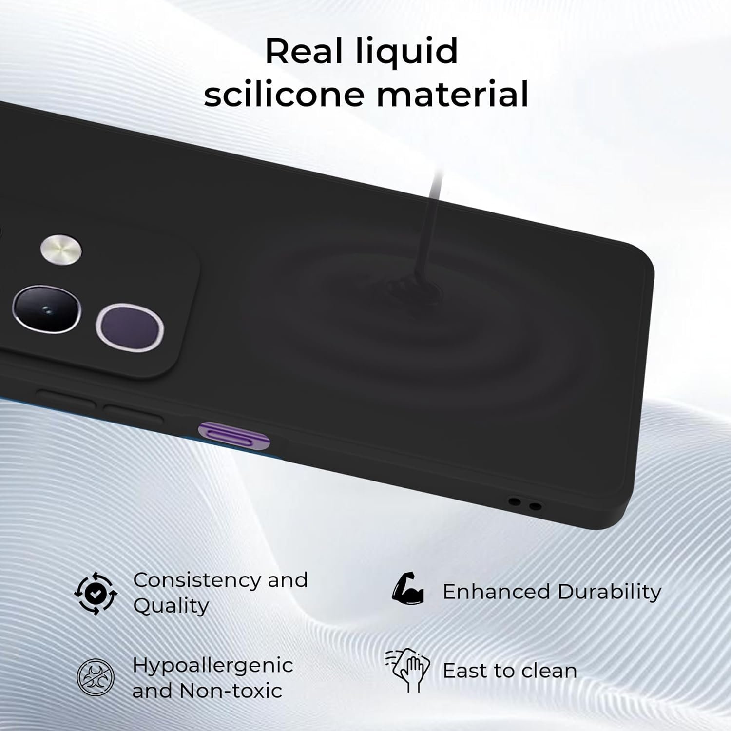 A rtistque Back Cover Case for Vivo T4x 5G / iQoo Z10x 5G with Camera Protection | Shockproof TPU | Stylish Protective Design | Slim Fit | Ultra Matte | Vivo T4x 5G / iQoo Z10x Back Cover - Black - Image 3