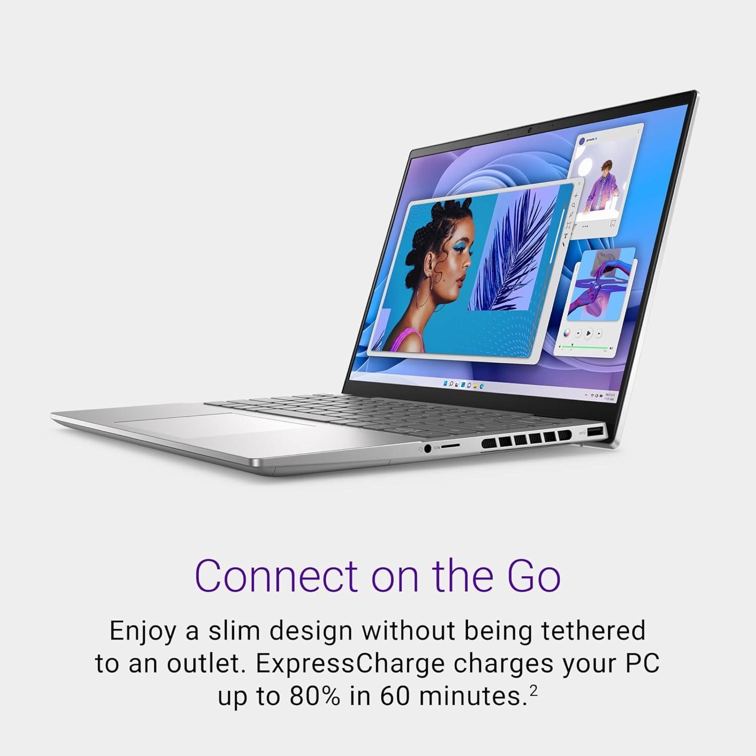 Dell Inspion 7430 Laptop, Intel Core i7-13700H, 16GB LP DDR5 + 512GB SSD, 6GB GDDR6 NVIDIA RTX 3050, 14.0" (35.56cm) 2.5K 300 nits, Win 11+ MSO'21 + 15 Months McAfee, Backlit KB + FPR, Silver. 1.66kg - Image 6