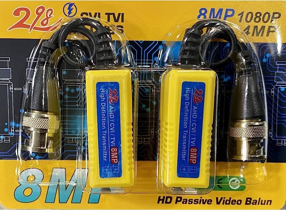 COOLCOLD Video Balun | 8MP (Pack of 1), 4K Passive HD BNC Video Balun Transceiver Transmitter Via Rj45 Cable AHD/TVI/CVI/CVBS for Full HD CCTV DVR Security Surveillance Camera System (Yellow, 1 Pair)