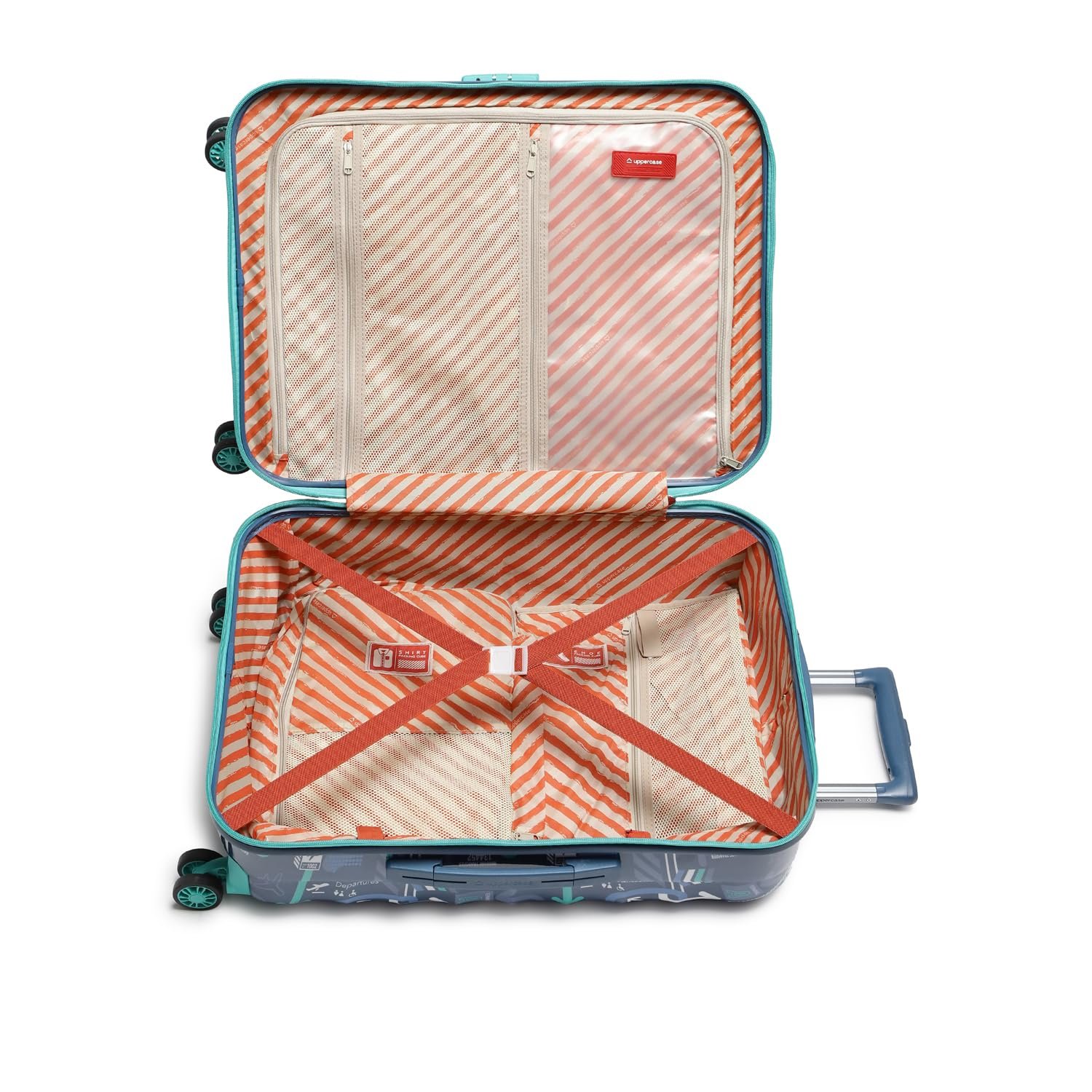 uppercase Jfk Plus (Medium) 66Cms, Sustainable Check-In Trolley Bag, Hardsided Printed Luggage, Combination Lock, 8 Wheel Suitcase For Unisex, 2000 Days Warranty (Denim Blue, Polyester, Spinner) - Image 6