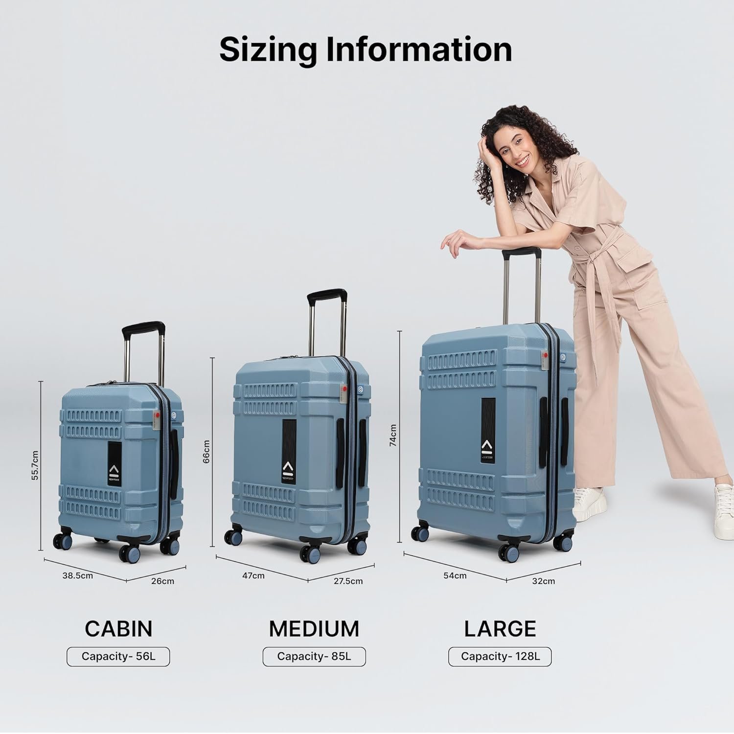 uppercase Bullet (Small) 56Cm, Spinner, Cabin Trolley Bag, Hardsided Anti-Scratch 8 Wheel Luggage, TSA Lock & Anti-Theft Zippers, Suitcase for Unisex, 2000 Days Warranty (Blue) - Image 6