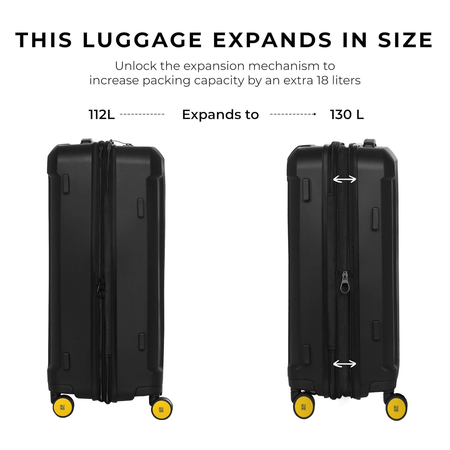 EUME Nomad Trolley Bags for Travel Large Size, Travel Bags for Luggage Trolley, Charcoal Black, 76 cms | Polypropylene (PP) 8 SilentRun Wheels Suitcase | - Image 7