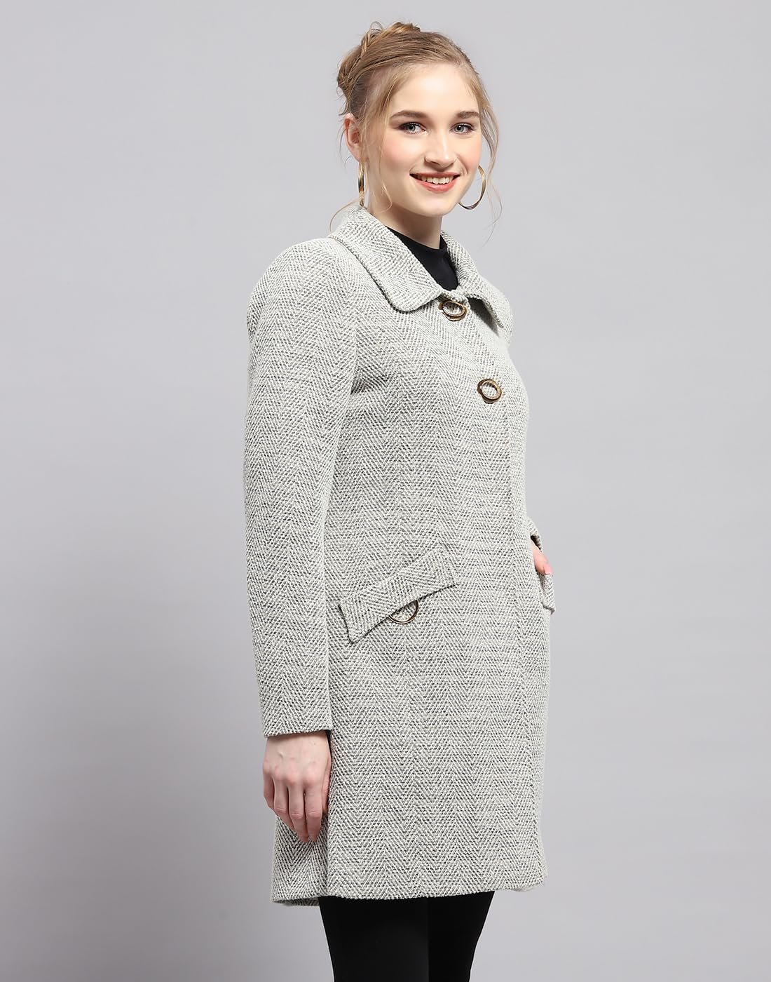 Monte Carlo Womens Self design Collared Neck Full Sleeve Coat (224067342) - Image 3