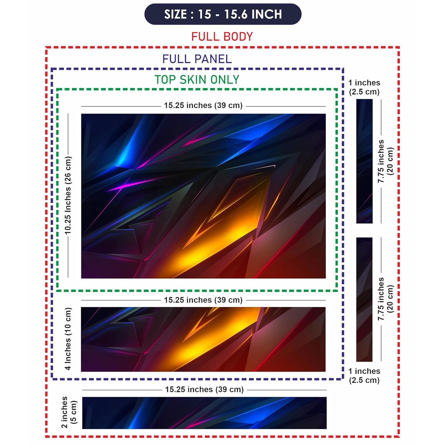 Finearts Full Body Laptop Skin Upto 15.6 inch Sticker Compatible for Dell/HP/Lenovo/Acer/Sony All Laptop Size Upto 14 to 15.6 Inch - Classic Red Black Blue - Image 4