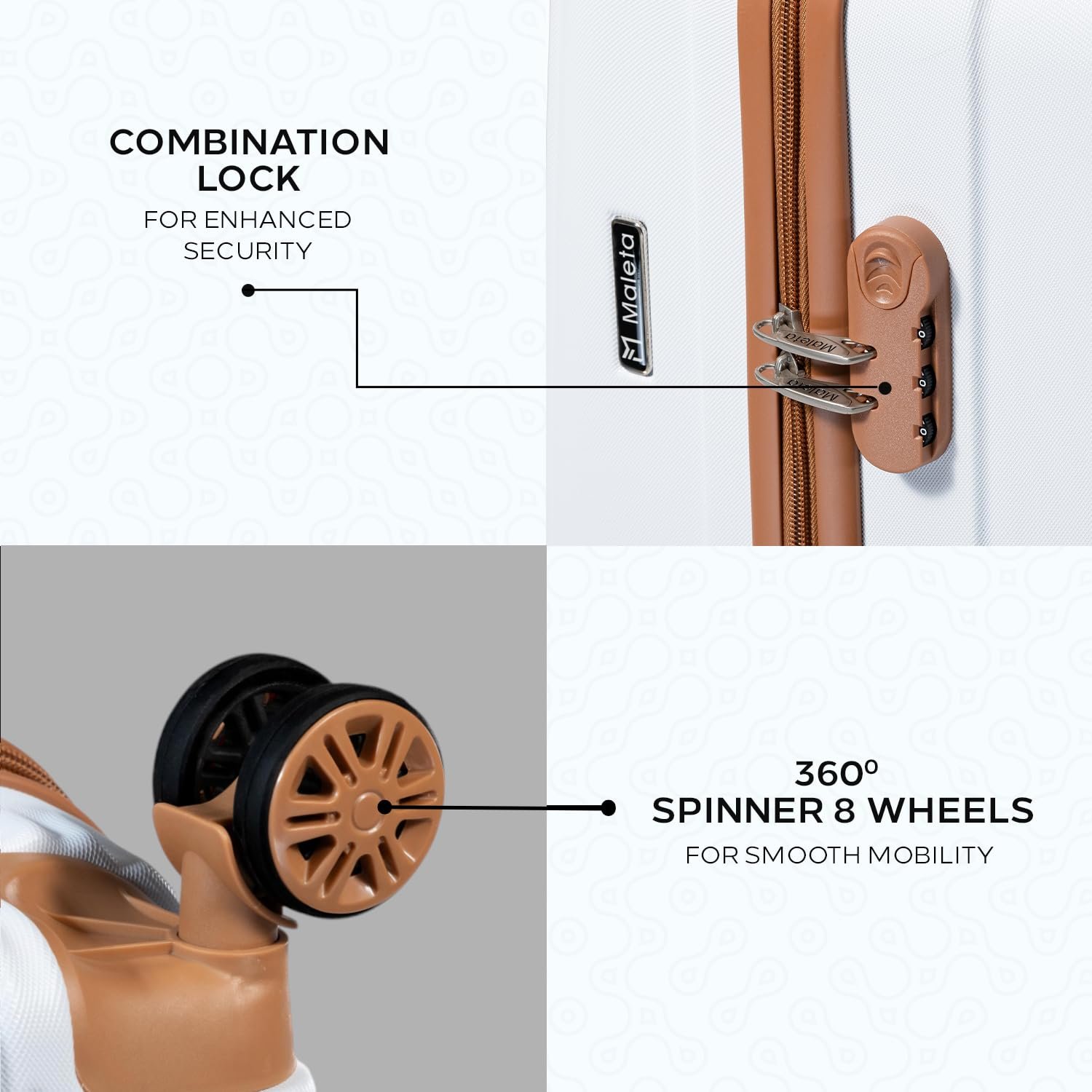 Maleta Neo Set of 3 Trolley Bag Cabin+Medium+Large | Hardside Luggage | Luggage Bags for Travel | Suitcase for Travel (White, Set of 3 (Small - Medium - Large)) - Image 2