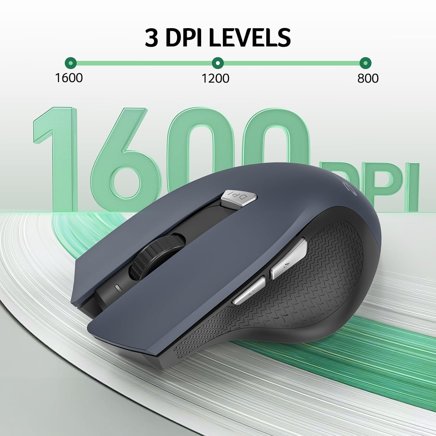 acer Wireless Mouse for Laptops, 6 Buttons, 1600 DPI Adjustable, Optical Tracked, Large Ergonomic Mouse Wireless with 2.4GHz USB Receiver, Compatible with Computer, PC, Desktop, Windows - Image 3