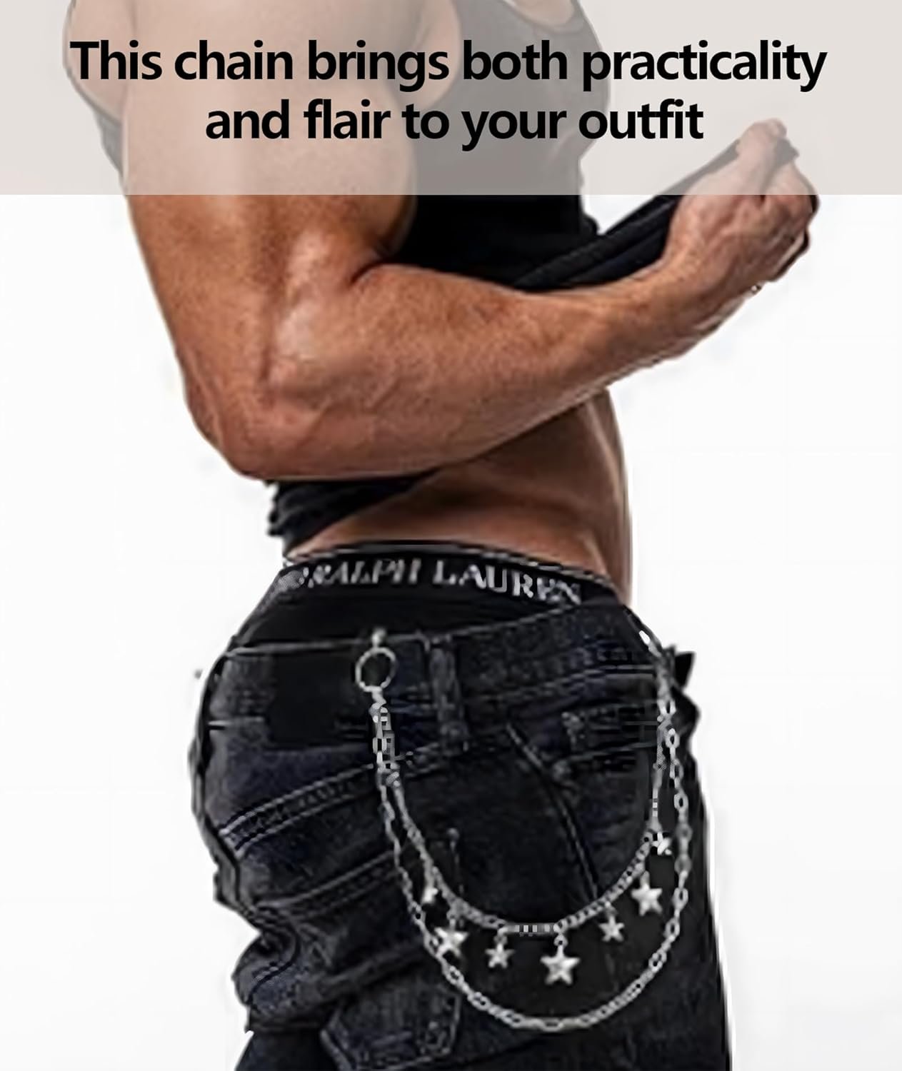 Jeans Chain, Chain for Men, Multi-Layer Jeans Chain for Men Aesthetic Star Design Fashion Accessory for Casual & Streetwear - Image 2