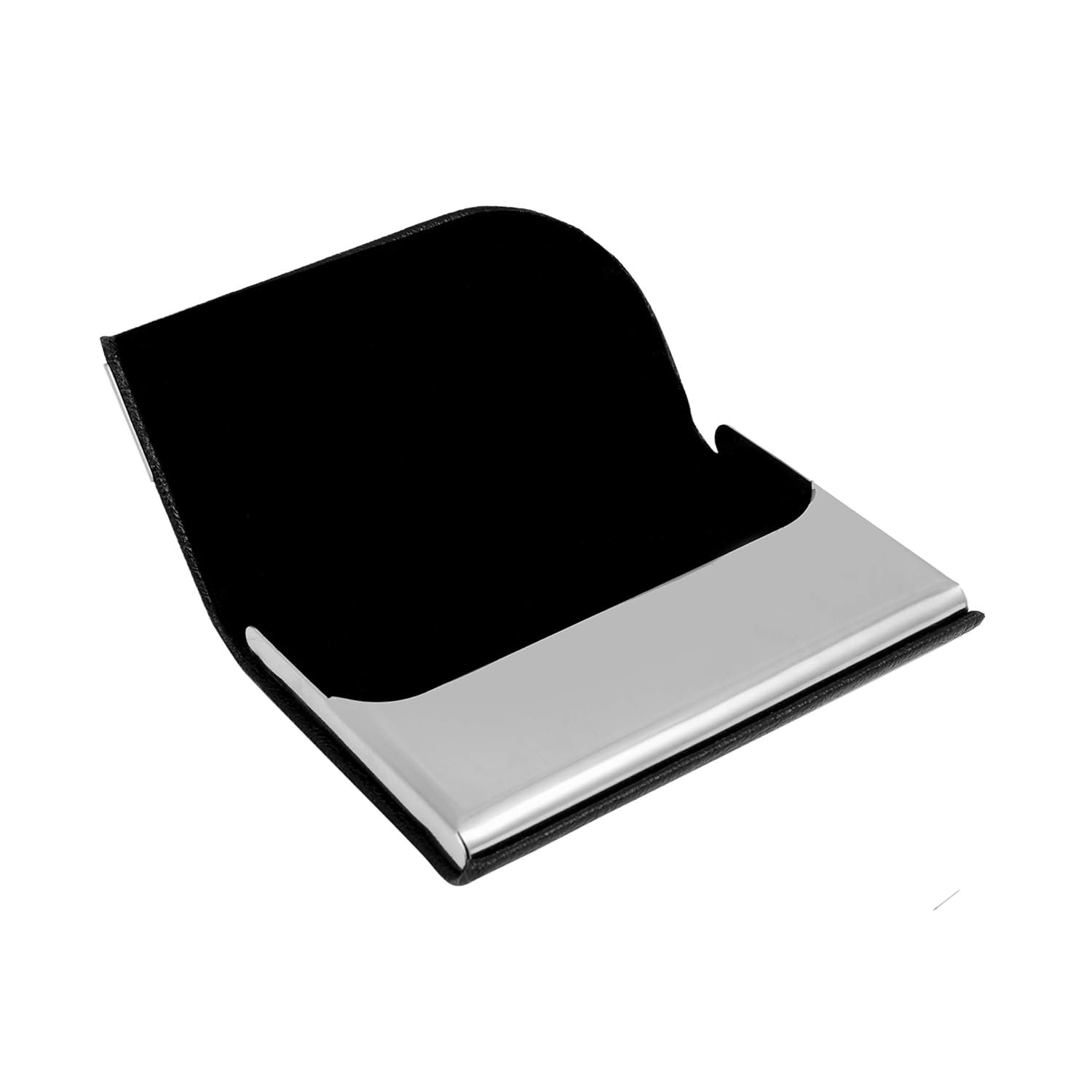 OFIXO Stainless Steel Business Card Case Leather Men Luxury Brand ID Credit Card Visiting Cards Holder Wallet(Silver) - Image 5