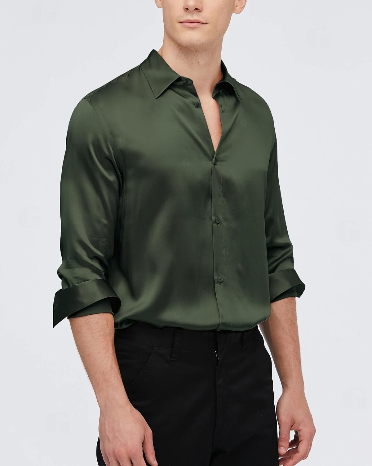 GRADUAL Satin Mens Dress Shirts Long Sleeve Formal Casual Business Shirts for Men Suit Shirt Button Down Regular Fit Party Wedding Stylish Shirt for Men - Image 2