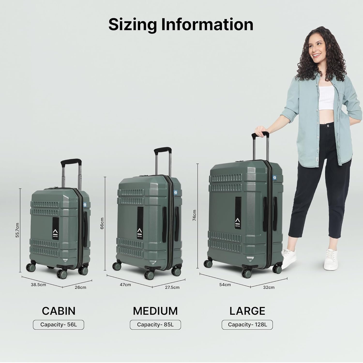 uppercase Bullet (Small) 56cm | Cabin Trolley Bag | Hardsided Luggage Anti-Scratch 8 Spinner Wheel Luggage | TSA Lock & Anti-Theft Zippers | Suitcase for Men & Women | 2000 Days Warranty (Green) - Image 5