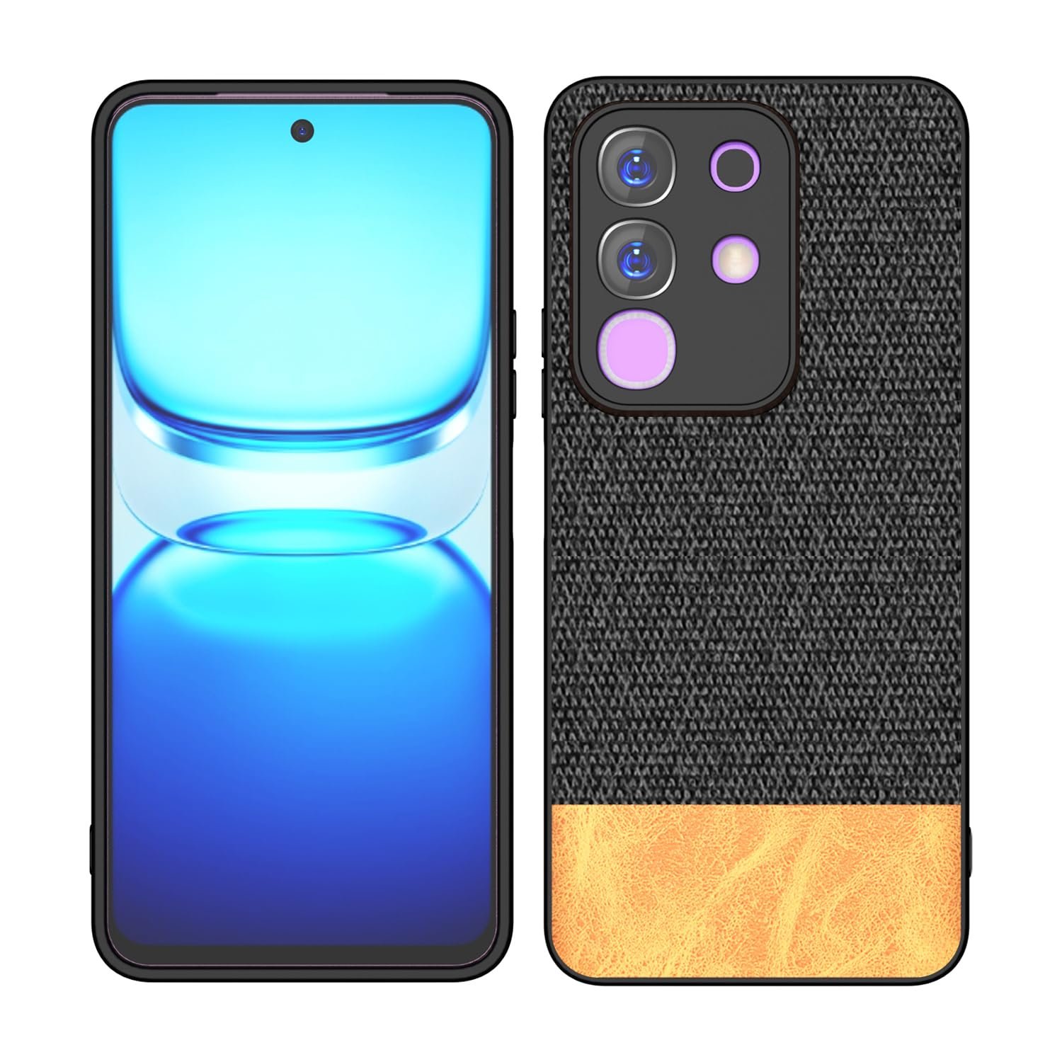 Kapa Soft Fabric & Leather Hybrid Protective Back Cover for Iqoo Z10x 5G / Vivo T4x 5G | Shockproof Slim Hard Anti Slip Back Case (Black,Brown) - Image 7