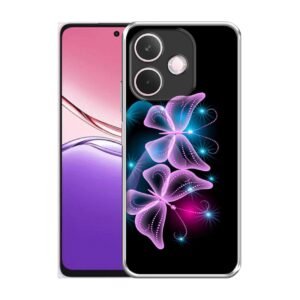 Butterflies Neon Light Design Printed Silicon Soft TPU Back Case Cover for Oppo A5 Pro 5G